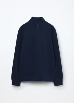 Felpa full zip a collo alto in puro cotone bambino