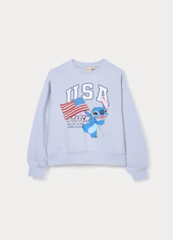 Felpa girocollo in french terry di puro cotone ragazza