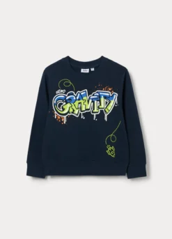 Felpa girocollo in french terry di puro cotone bambino