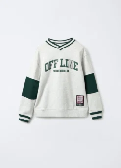 Felpa in cotone garzato mélange Fit Over ragazzo