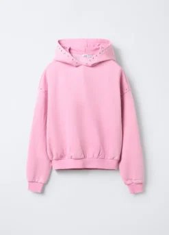 Felpa in misto cotone garzato Fit Over con cappuccio ragazza