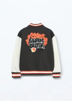 Felpa varsity in french terry di misto cotone bambino