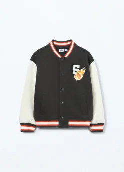 Felpa varsity in french terry di misto cotone bambino