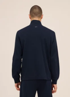 Felpa a collo alto con mezza zip in puro cotone uomo