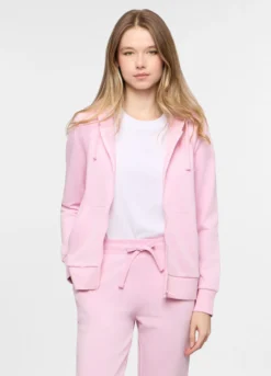 Felpa con cappuccio in french terry di cotone stretch donna