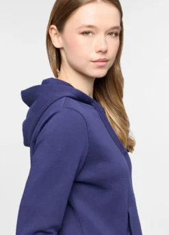 Felpa con cappuccio in french terry di cotone stretch donna