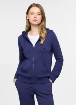 Felpa con cappuccio in french terry di cotone stretch donna