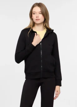 Felpa con cappuccio in french terry di cotone stretch donna