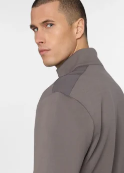 Felpa con mezza zip in interlock uomo