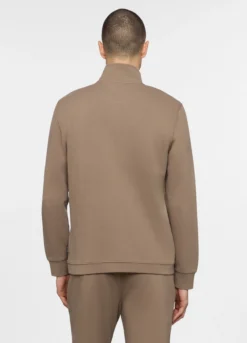 Felpa con mezza zip in piquet misto cotone uomo