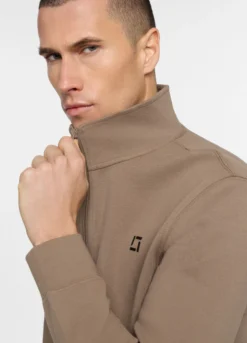 Felpa con mezza zip in piquet misto cotone uomo