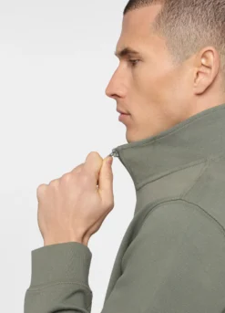 Felpa con mezza zip in piquet misto cotone uomo