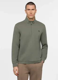 Felpa con mezza zip in piquet misto cotone uomo
