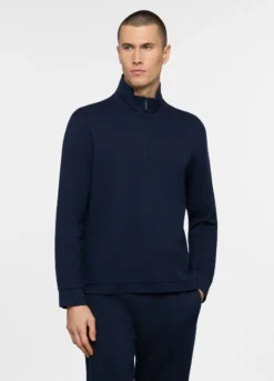 Felpa con mezza zip in piquet misto cotone uomo