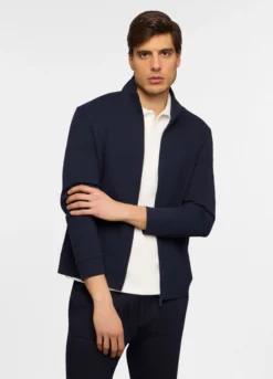 Felpa con zip in maglia di cotone uomo