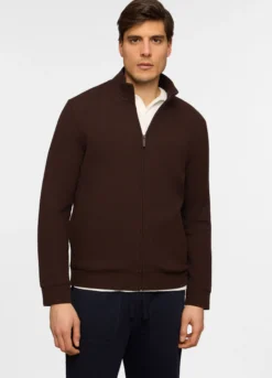 Felpa con zip in maglia di cotone uomo