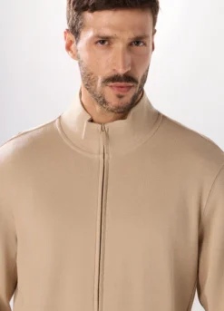 Felpa con zip in puro cotone uomo