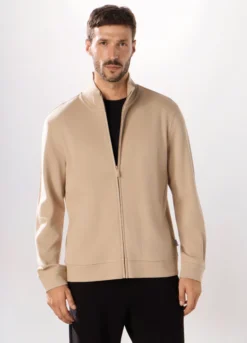 Felpa con zip in puro cotone uomo
