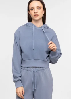 Felpa cropped con cappuccio donna