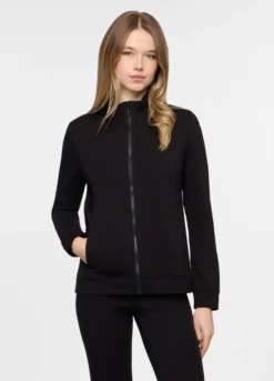 Felpa full zip in french terry di cotone stretch donna