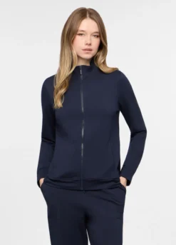Felpa full zip in french terry di cotone stretch donna