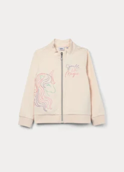 Felpa full zip in french terry di cotone stretch bambina