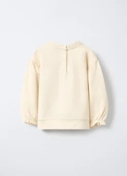 Felpa girocollo in cotone garzato stretch bimba