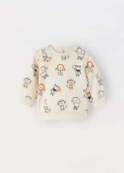 Felpa girocollo in french terry di puro cotone neonato