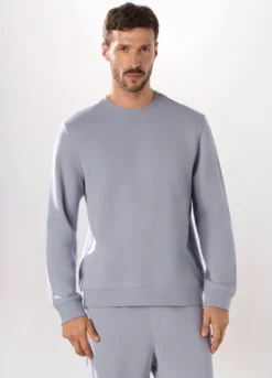 Felpa girocollo in puro cotone uomo