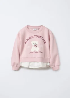 Felpa in misto cotone garzato bambina