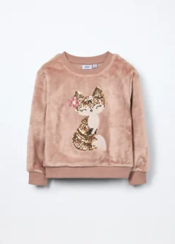 Felpa in pile con paillettes bambina