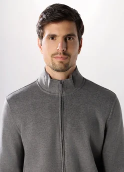 Felpa lupetto con zip in misto cotone uomo