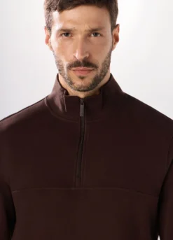 Felpa lupetto con zip in puro cotone uomo