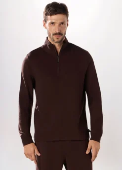 Felpa lupetto con zip in puro cotone uomo