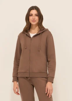 Felpa misto cotone con cappuccio donna