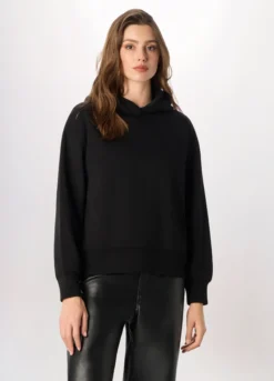 Felpa misto cotone con cappuccio donna