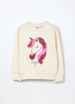 Felpa misto cotone con paillettes bambina