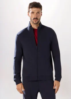 Felpa slim con zip in puro cotone uomo