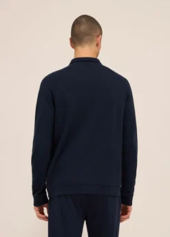 Felpa stile polo a maniche lunghe in puro cotone uomo