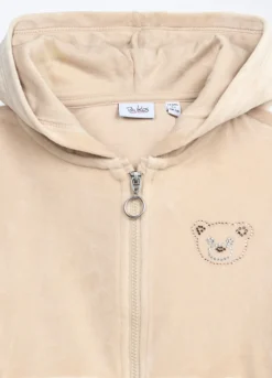 Felpa velours con cappuccio bambina