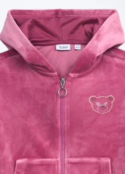 Felpa velours con cappuccio bambina
