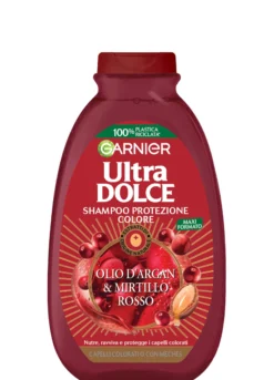 Garnier Shampoo Ultra Dolce Olio di Argan e Mirtillo Rosso, Shampoo per Capelli Colorati, 300 ml.