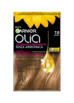 Garnier Tinta Capelli Olia, Colorazione permanente senza ammoniaca, copre il 100% dei capelli bianchi, Con oli di fiori di origine naturale, Biondo (8.0).
