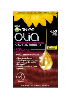 Garnier Tinta Capelli Olia, Colorazione permanente senza ammoniaca, copre il 100% dei capelli bianchi, Con oli di fiori di origine naturale, Bold Rosso Intenso (6.60).