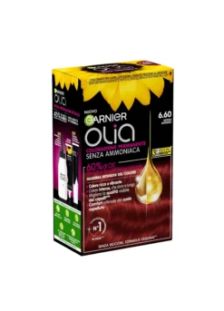 Garnier Tinta Capelli Olia, Colorazione permanente senza ammoniaca, copre il 100% dei capelli bianchi, Con oli di fiori di origine naturale, Bold Rosso Intenso (6.60).