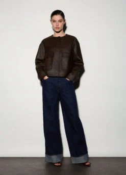 Giacca corta in eco pelle donna