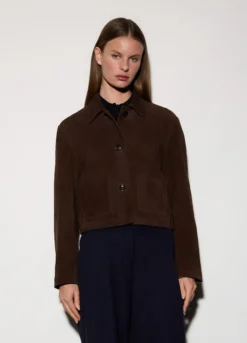 Giacca in vera pelle scamosciata donna