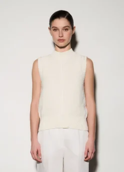 Gilet a collo alto con lavorazione a trecce donna