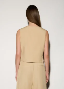 Gilet con scollo a V misto lino donna