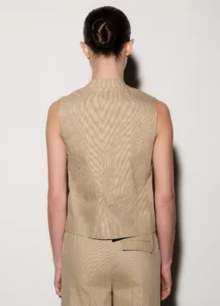 Gilet doppiopetto con scollo a V misto lino donna